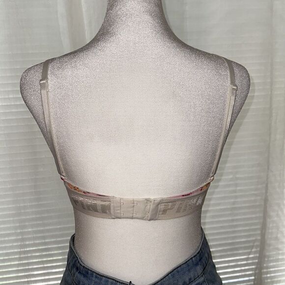 PINK VS 32B Ivory Pink Floral Padded Push-up Bra - Picture 4 of 12